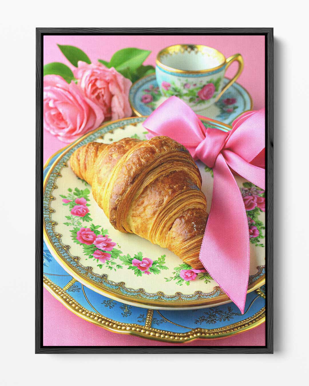 Romantisch Ontbijt Met Croissant Kunstwerk-canvas-dibond-plexiglas-wanddecoratie-WallArtistic