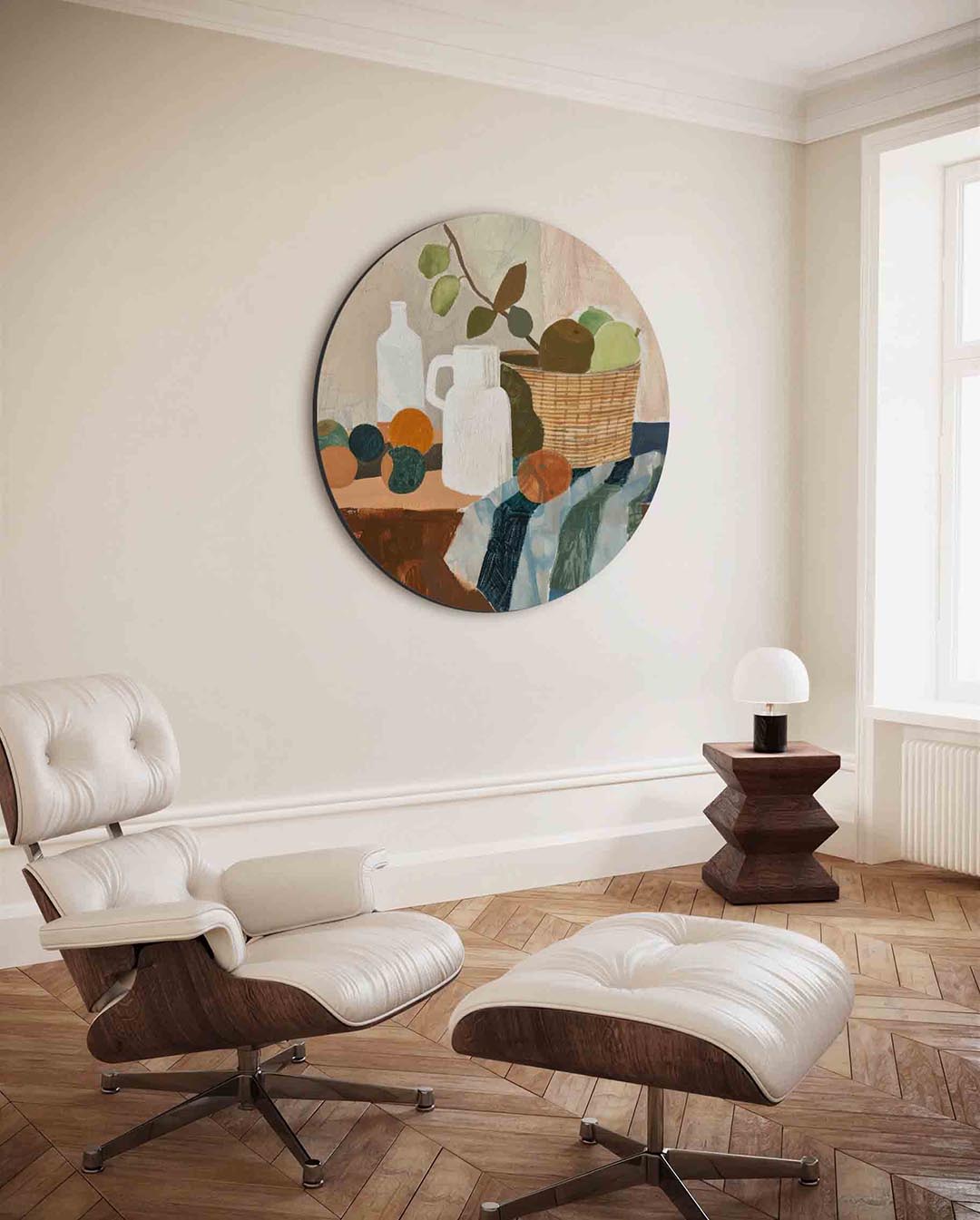 Stilleven met fruit en mand Muurcirkel