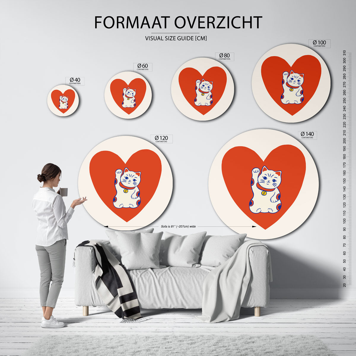 Kat met hart Muurcirkel