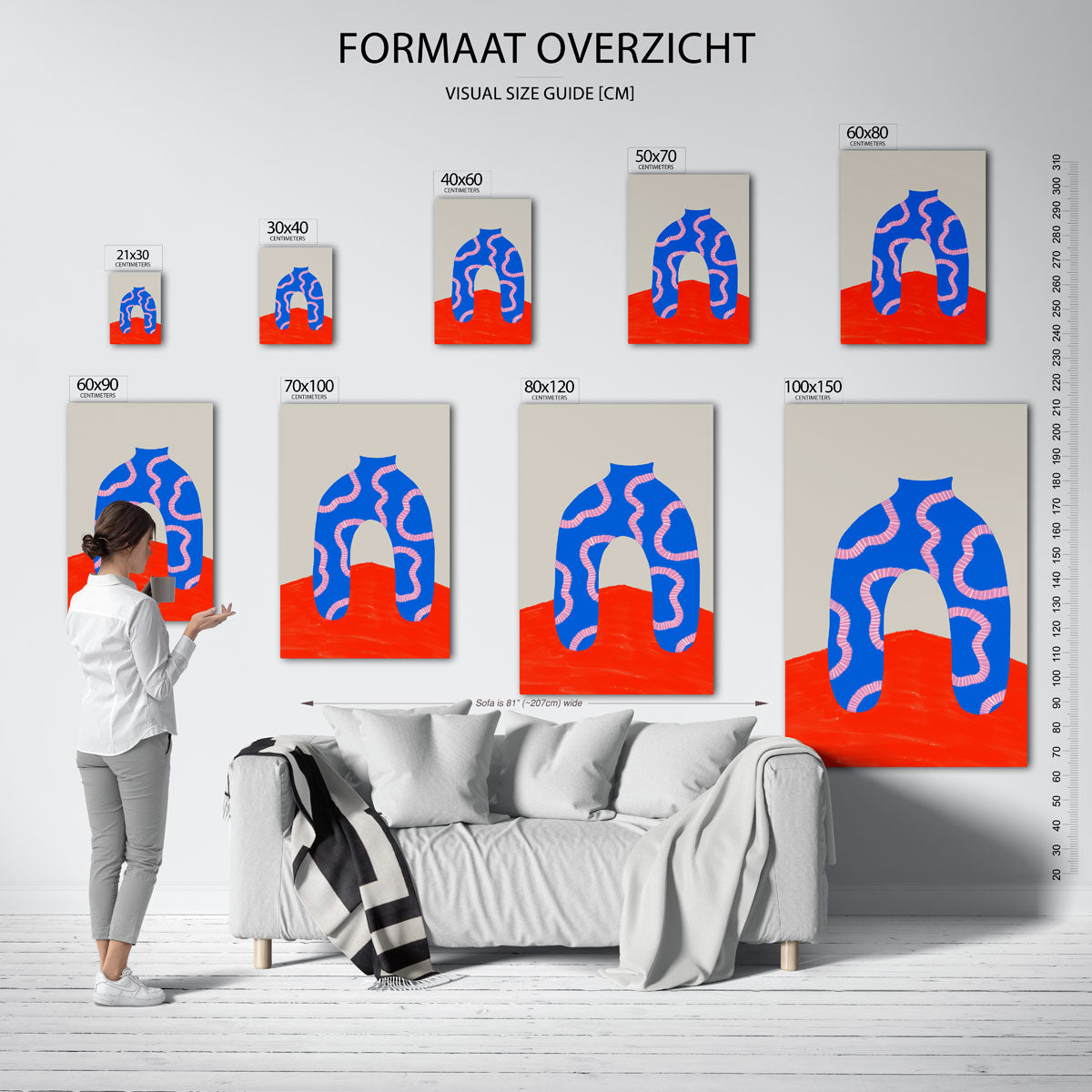 Abstracte blauwe vorm Poster