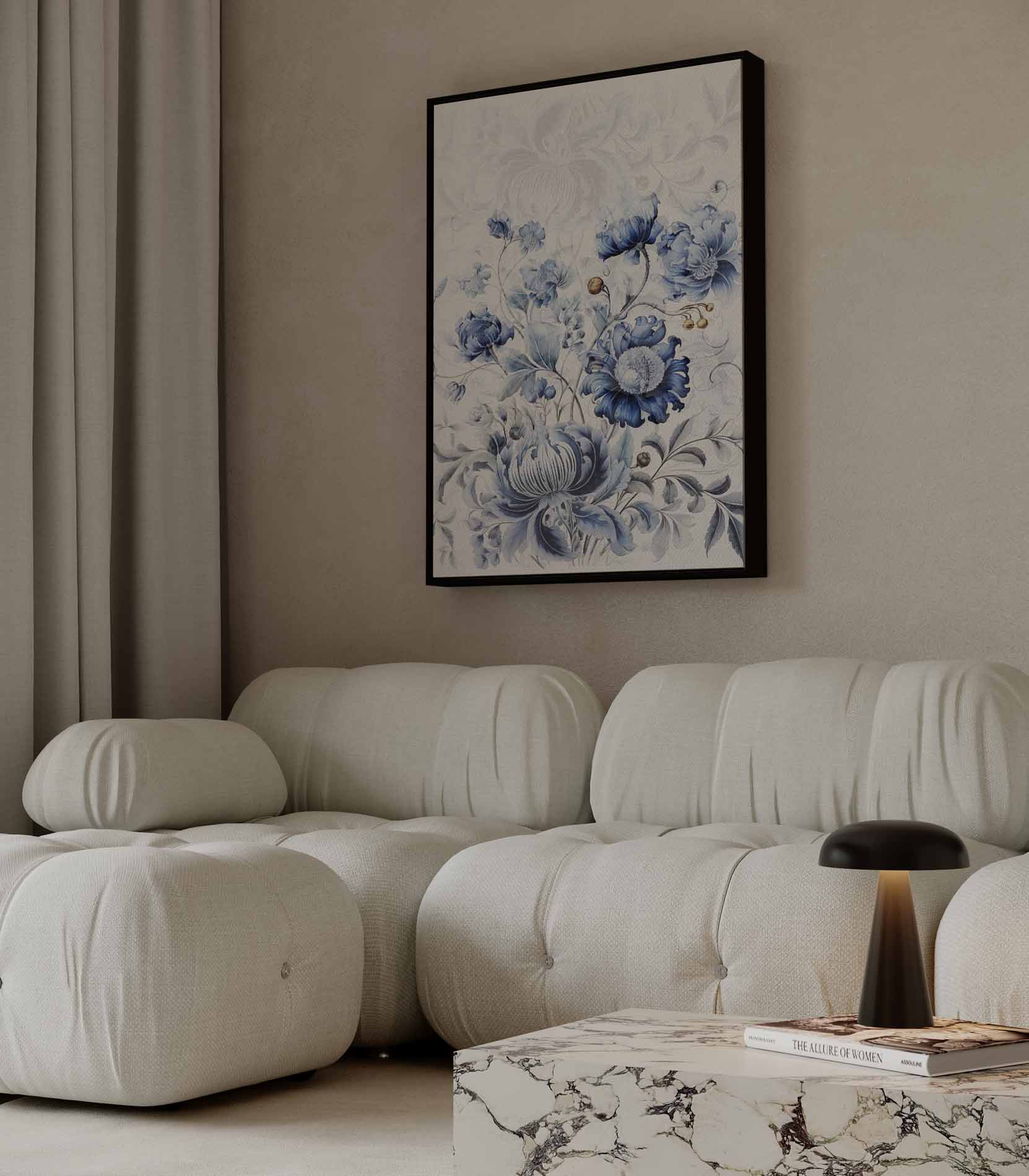 Blauwe Bloemenpracht Kunstwerk-canvas-dibond-plexiglas-wanddecoratie-WallArtistic
