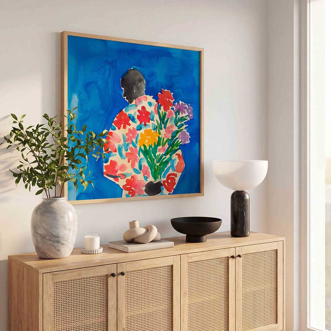 Bloemen en silhouet Poster