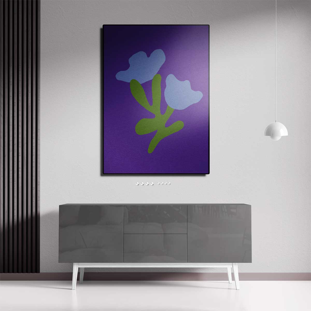 Blauwe Bloemfantasie Kunstwerk-canvas-dibond-plexiglas-wanddecoratie-WallArtistic