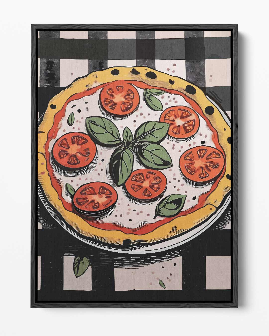 Vrolijke Pizza Illustratie Kunstwerk-canvas-dibond-plexiglas-wanddecoratie-WallArtistic
