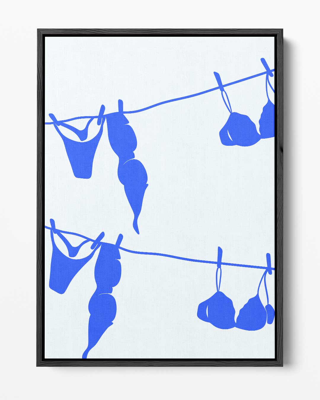 Blauwe Lingerie op de Lijn Kunstwerk-canvas-dibond-plexiglas-wanddecoratie-WallArtistic