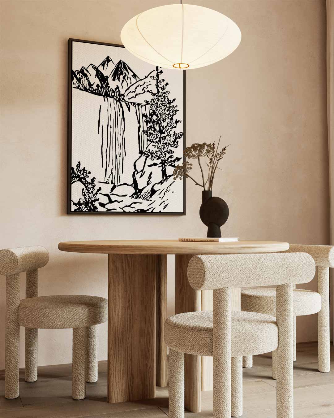 Berglandschap in Zwart-Wit Kunstwerk-canvas-dibond-plexiglas-wanddecoratie-WallArtistic