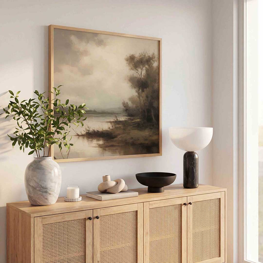 Landschap met rivier Poster