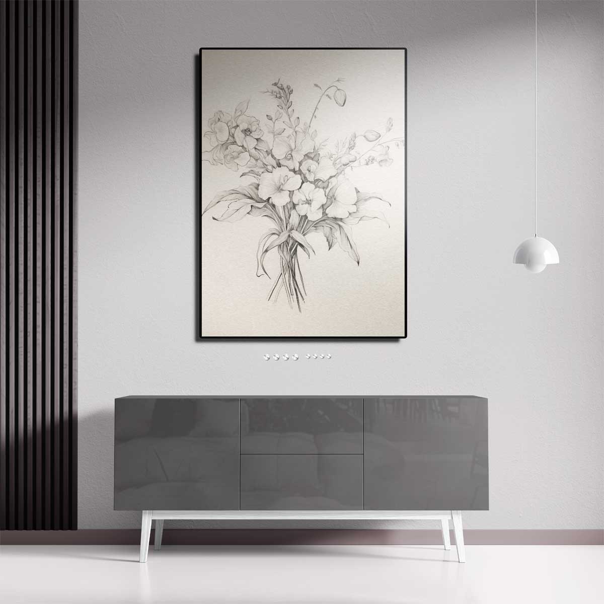 Elegante Bloemenschets Kunstwerk-canvas-dibond-plexiglas-wanddecoratie-WallArtistic