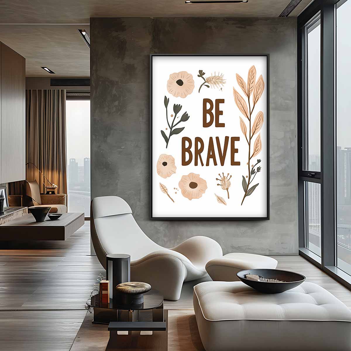 Be Brave Botanisch Kunstwerk Kunstwerk-canvas-dibond-plexiglas-wanddecoratie-WallArtistic