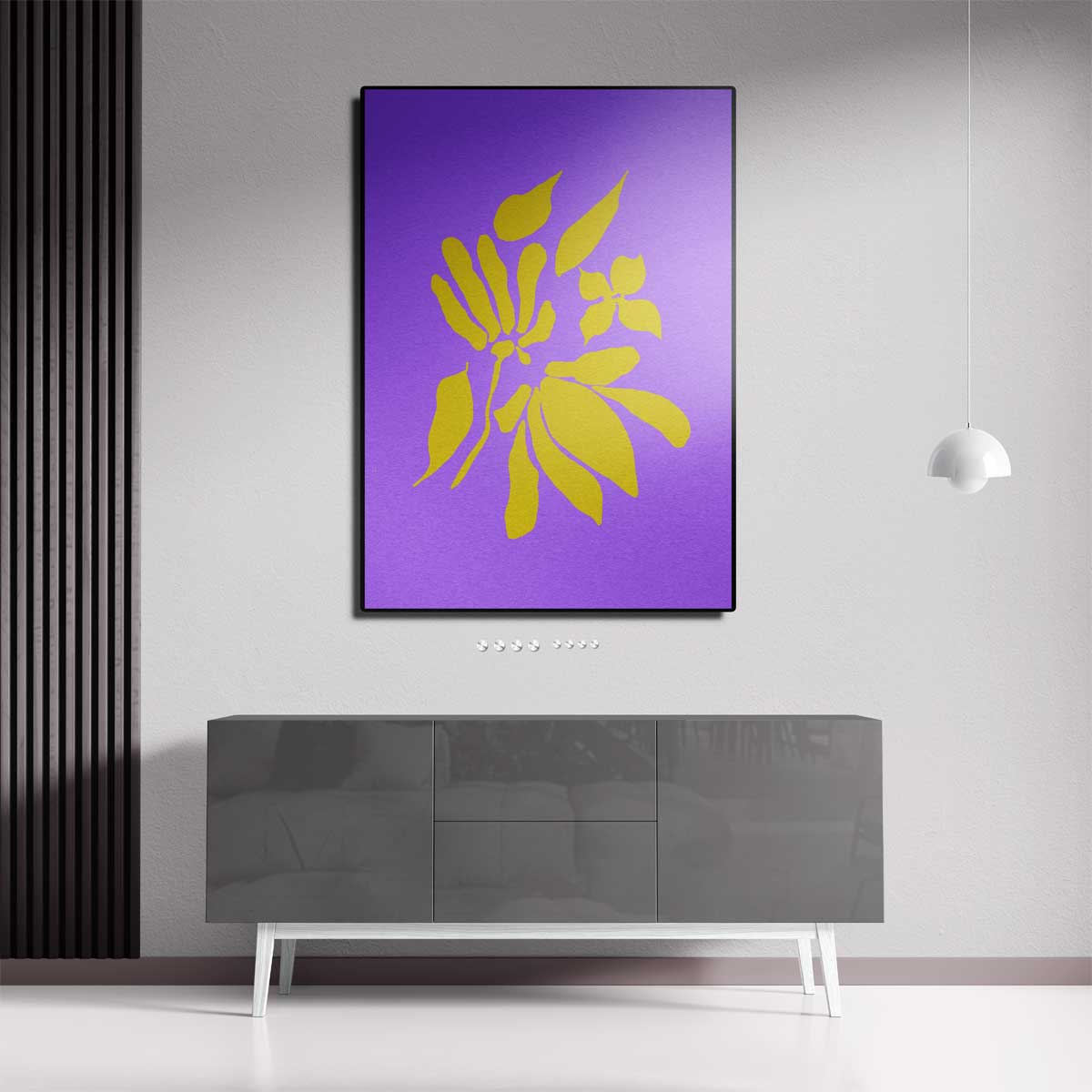 Bloemenenexplosie in Geel en Paars Kunstwerk-canvas-dibond-plexiglas-wanddecoratie-WallArtistic