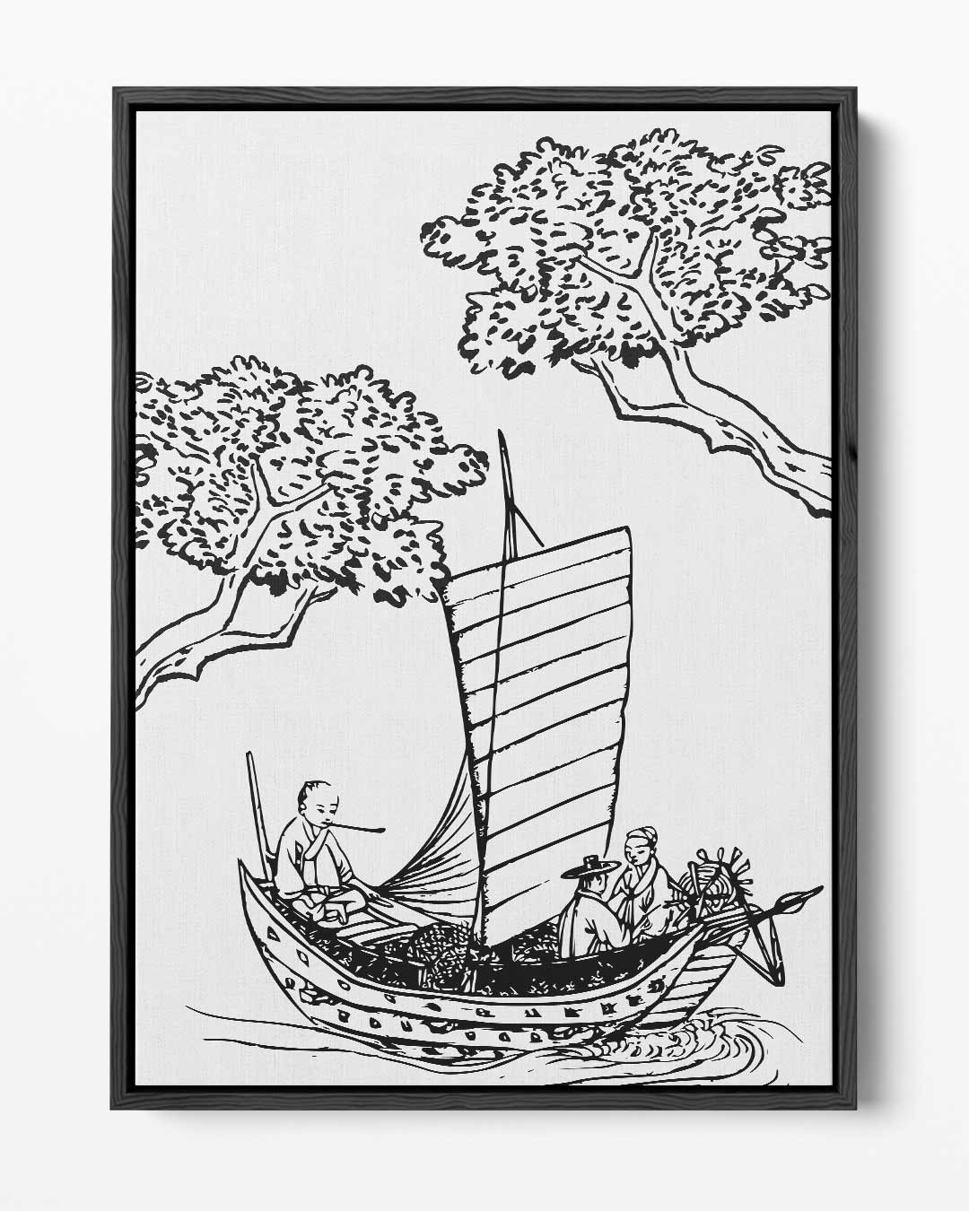 Traditionele Japanse Bootscene Kunstwerk-canvas-dibond-plexiglas-wanddecoratie-WallArtistic