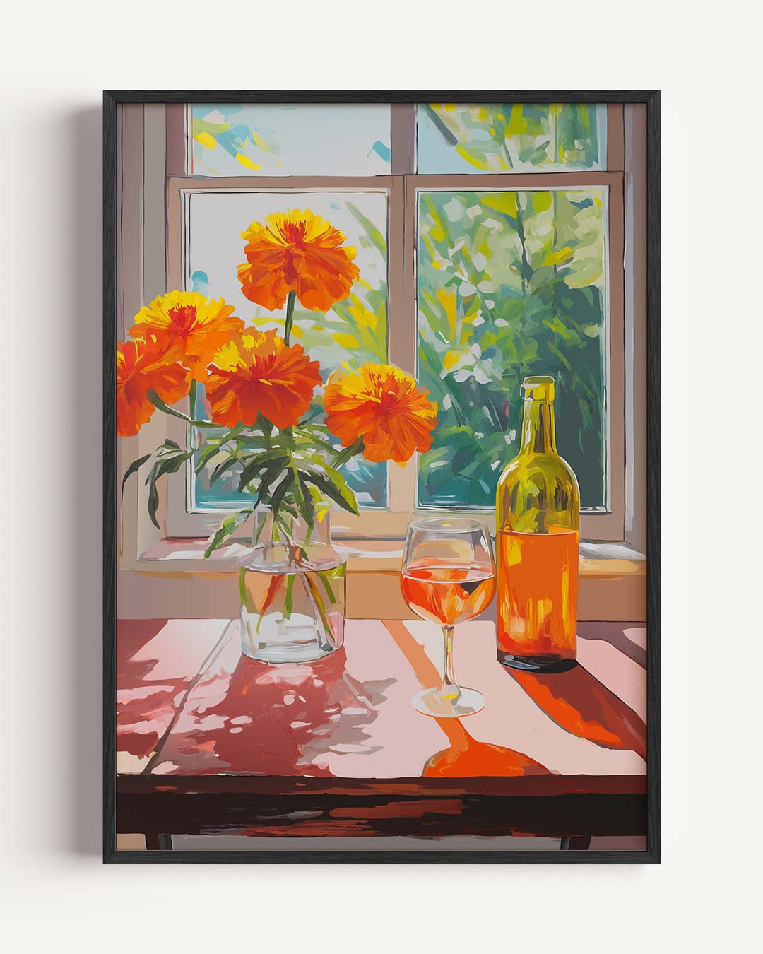Zomerse Bloemen en Wijn Poster