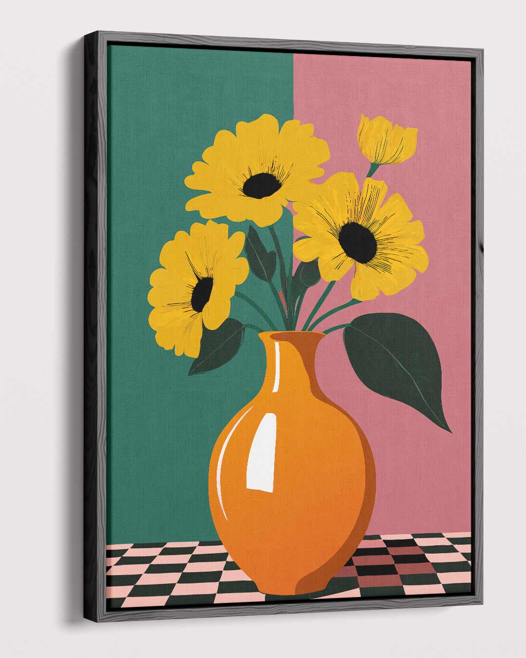 Zonnige Bloemen in Vaas Kunstwerk-canvas-dibond-plexiglas-wanddecoratie-WallArtistic