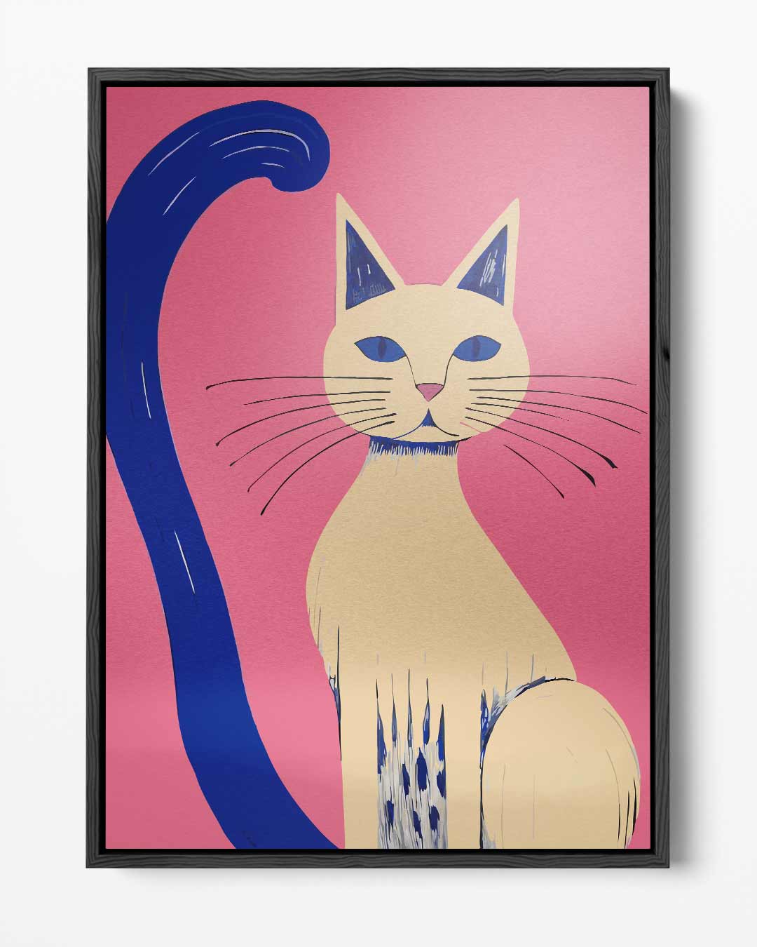 Kleurrijke Kat op Roze Achtergrond Kunstwerk-canvas-dibond-plexiglas-wanddecoratie-WallArtistic