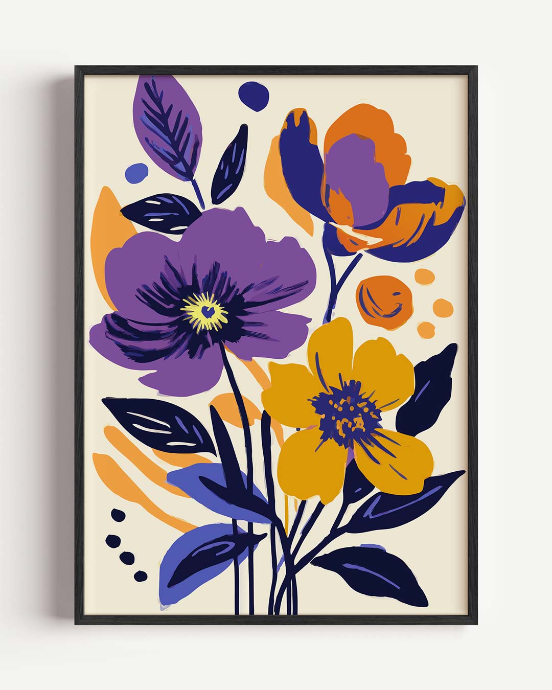 Bloemenpracht in Paars en Oranje Poster
