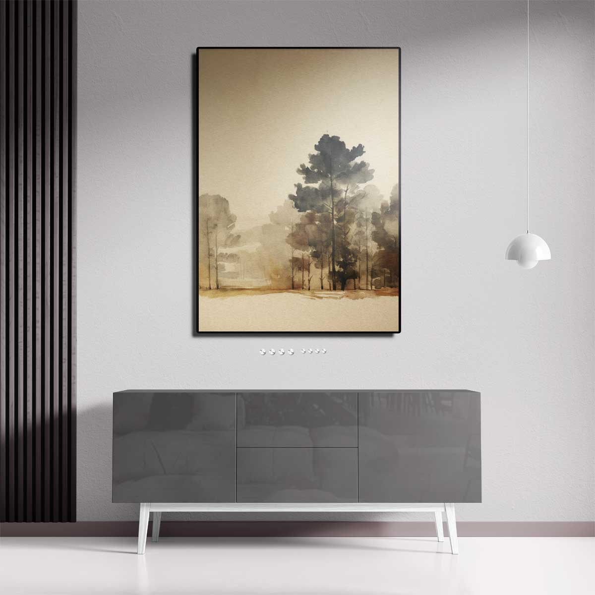 Serene Boslandschap in Waterverf Kunstwerk-canvas-dibond-plexiglas-wanddecoratie-WallArtistic