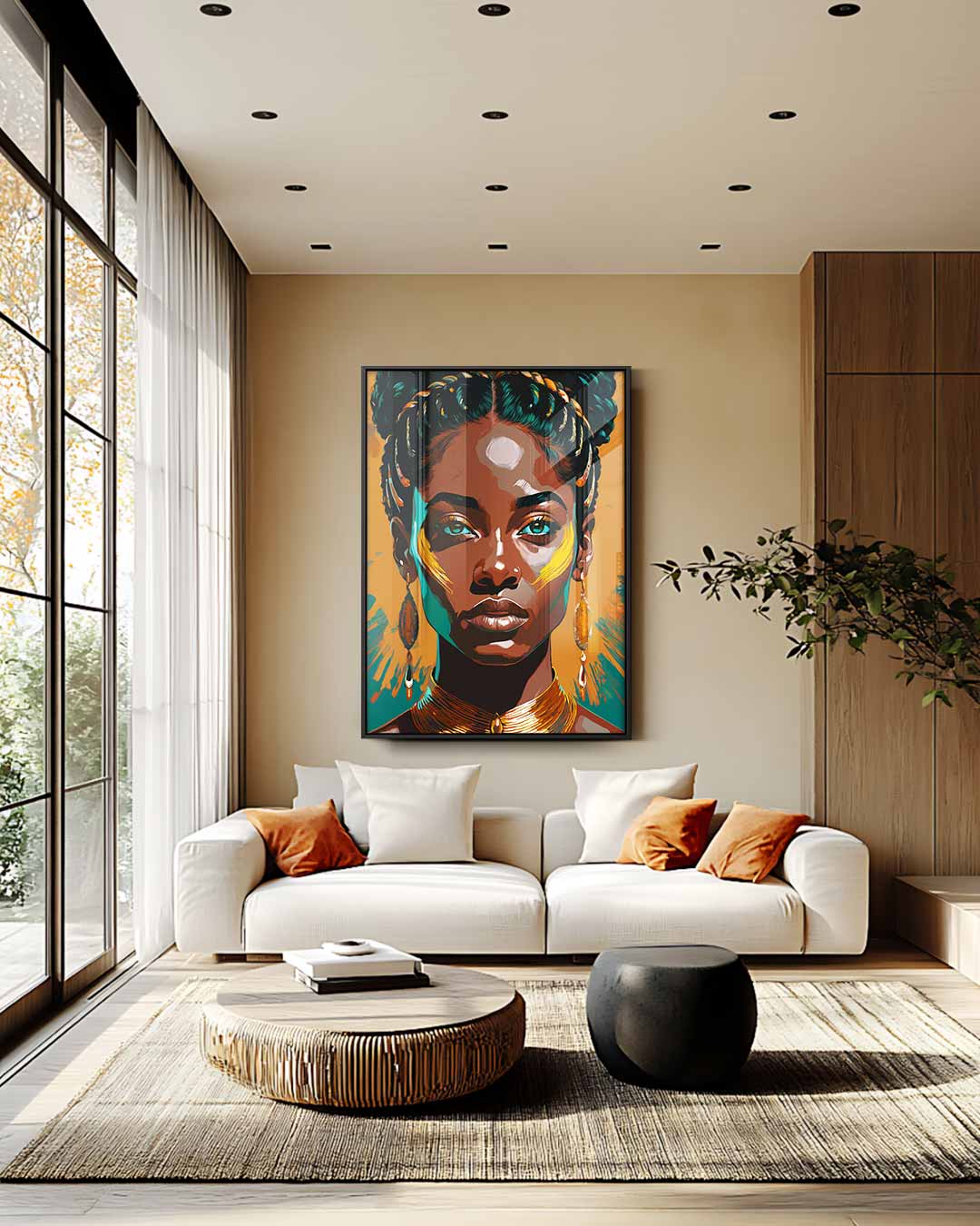 Krachtige Blik Portret Kunstwerk-canvas-dibond-plexiglas-wanddecoratie-WallArtistic