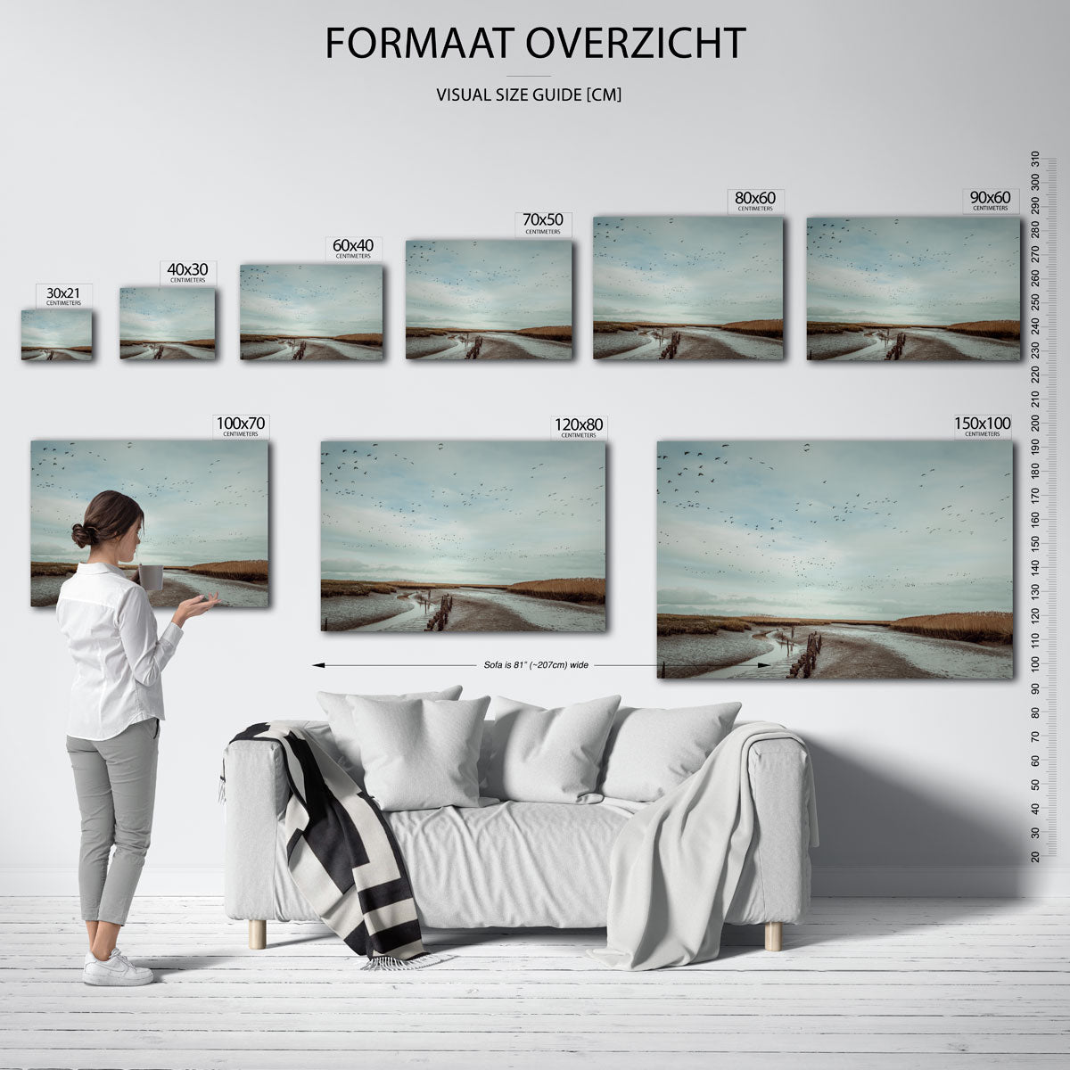 Vogels boven landschap Poster
