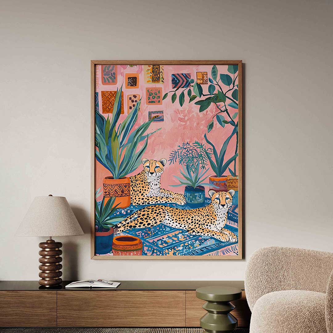 Luipaarden en planten Poster