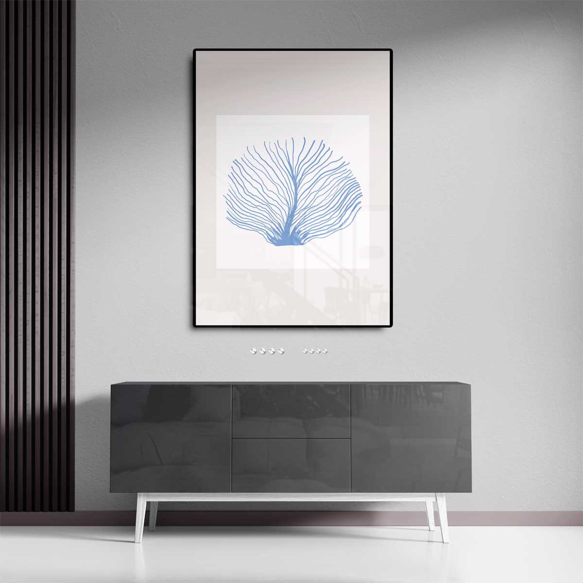 Blauwe Zeeventilator Kunstprint Kunstwerk-canvas-dibond-plexiglas-wanddecoratie-WallArtistic