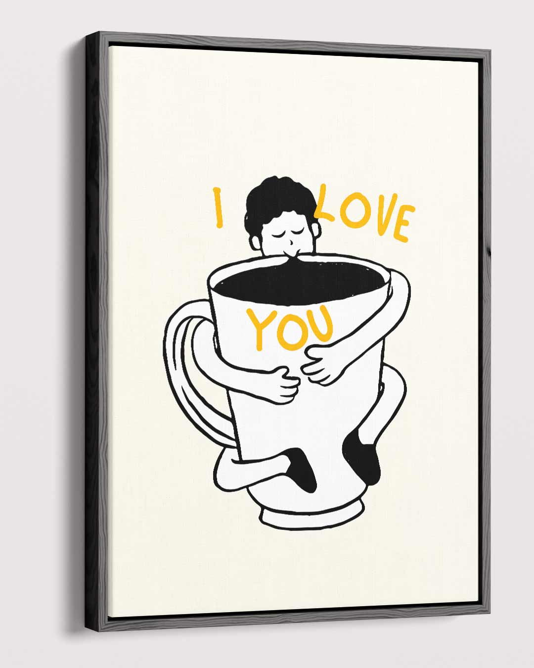 Koffieknuffel Illustratie Kunstwerk-canvas-dibond-plexiglas-wanddecoratie-WallArtistic