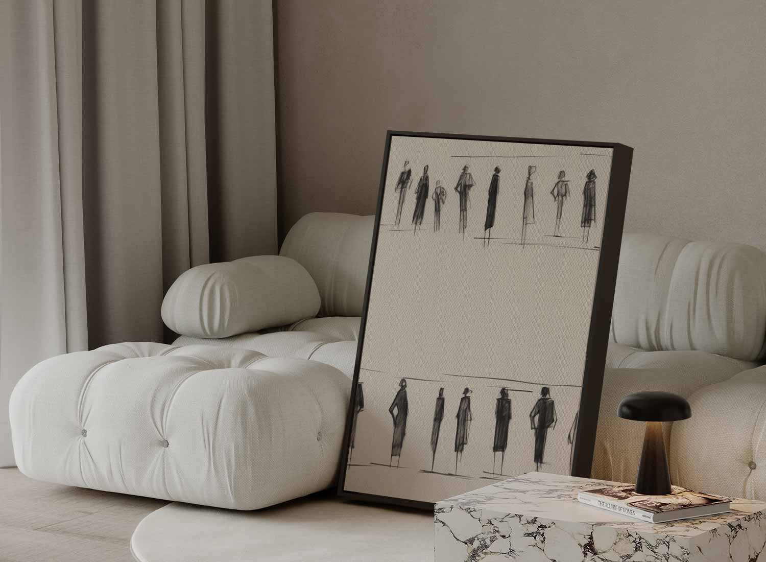 Elegante Schaduwfiguren Kunstwerk-canvas-dibond-plexiglas-wanddecoratie-WallArtistic