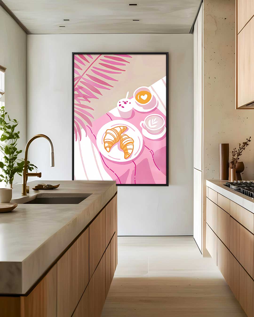 Zonnig Ontbijt op een Roze Picknickkleed Kunstwerk-canvas-dibond-plexiglas-wanddecoratie-WallArtistic