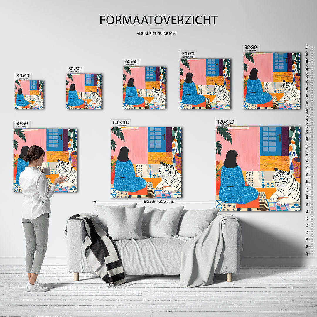 Interieur met tijger Kunstwerk