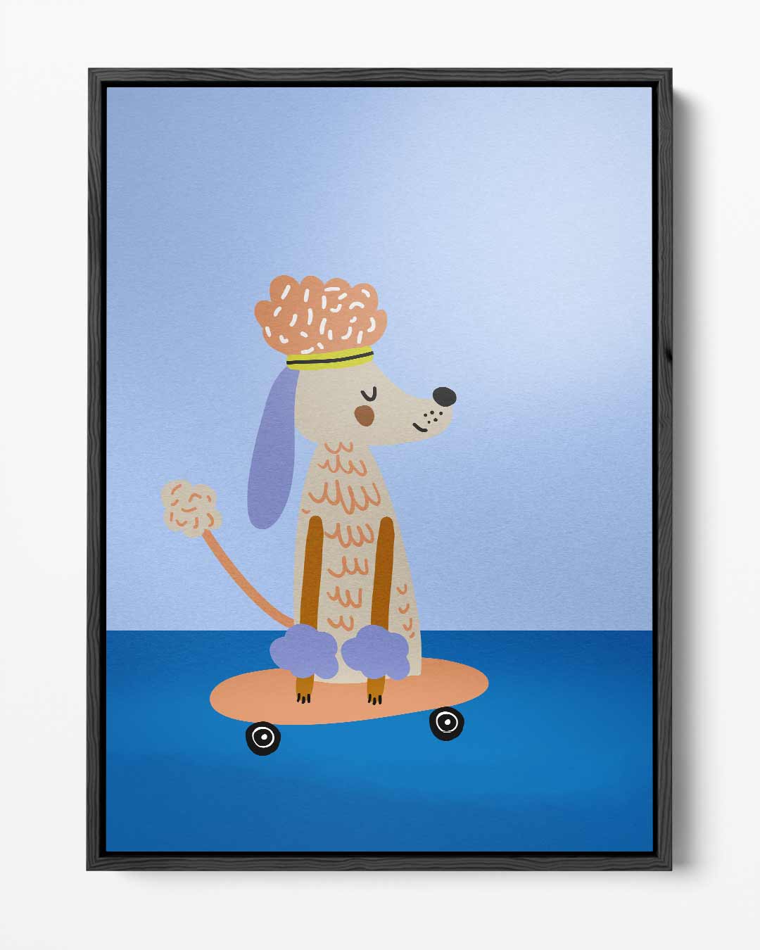 Chille Poedel op Skateboard Kunstwerk-canvas-dibond-plexiglas-wanddecoratie-WallArtistic