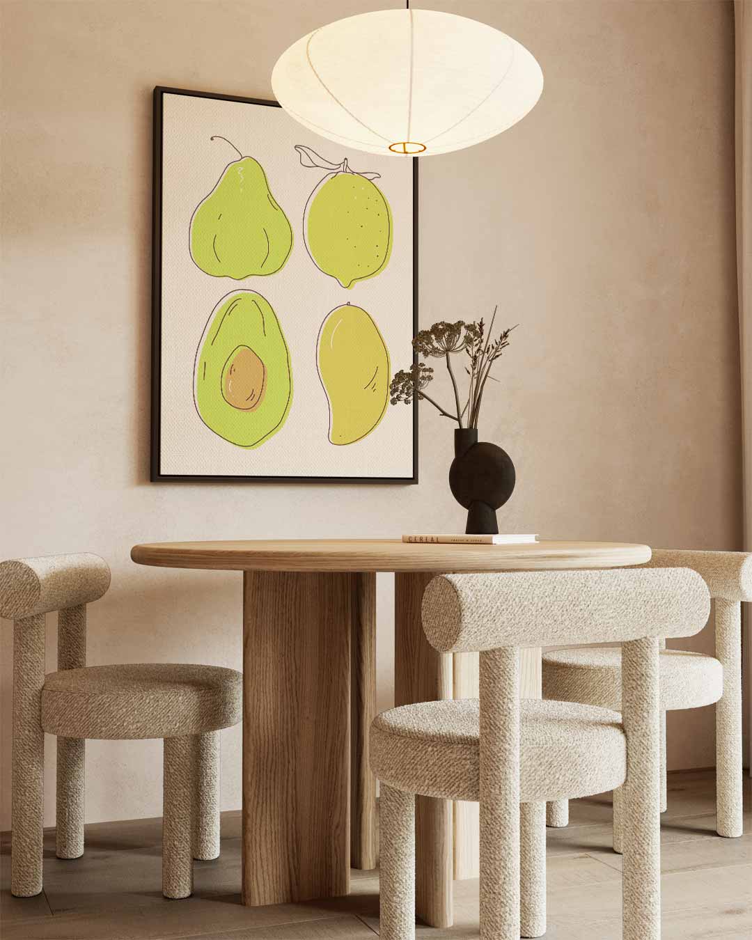 Fruitige Illustratie van Vruchten Kunstwerk-canvas-dibond-plexiglas-wanddecoratie-WallArtistic