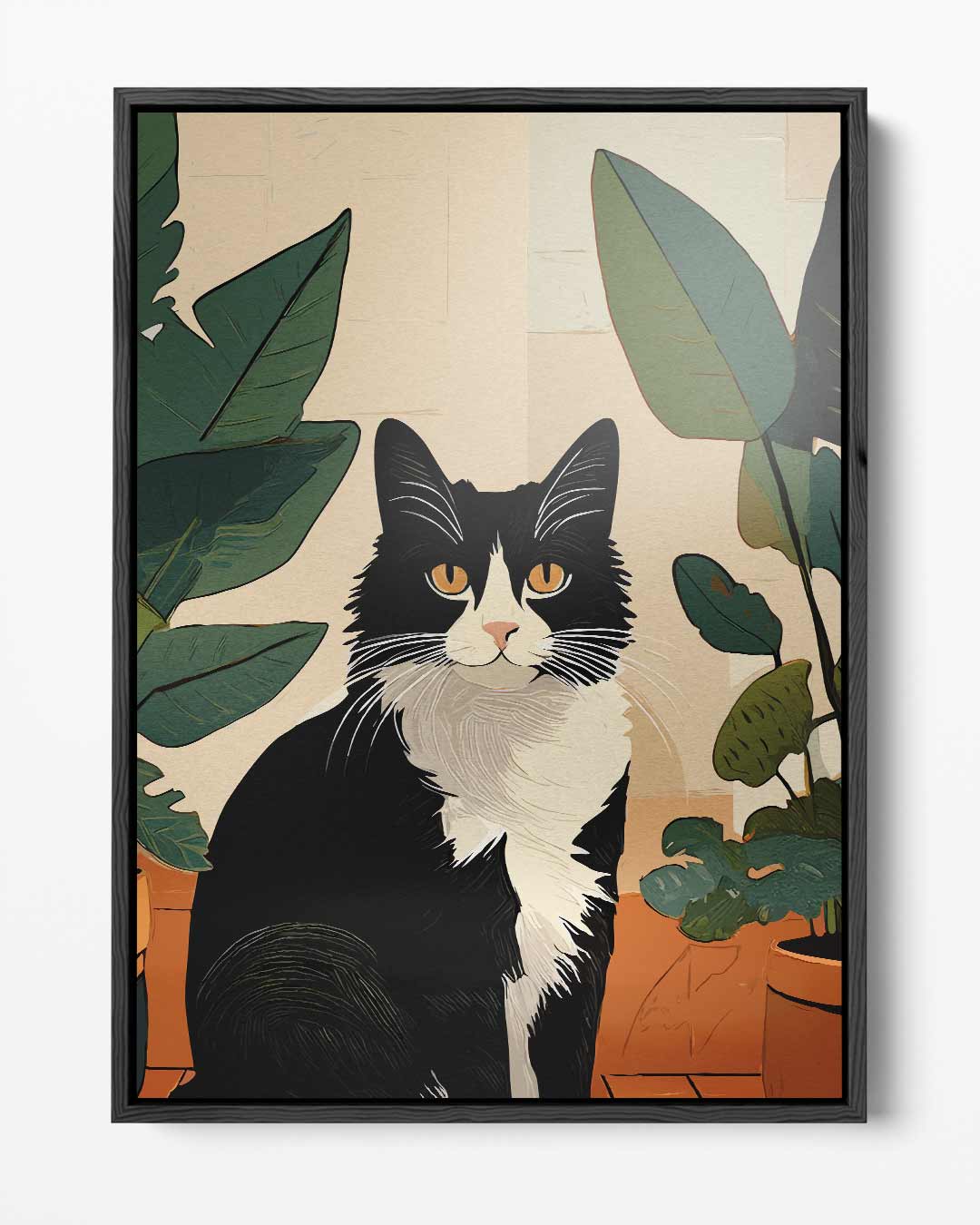 Kat tussen Planten Kunstwerk-canvas-dibond-plexiglas-wanddecoratie-WallArtistic