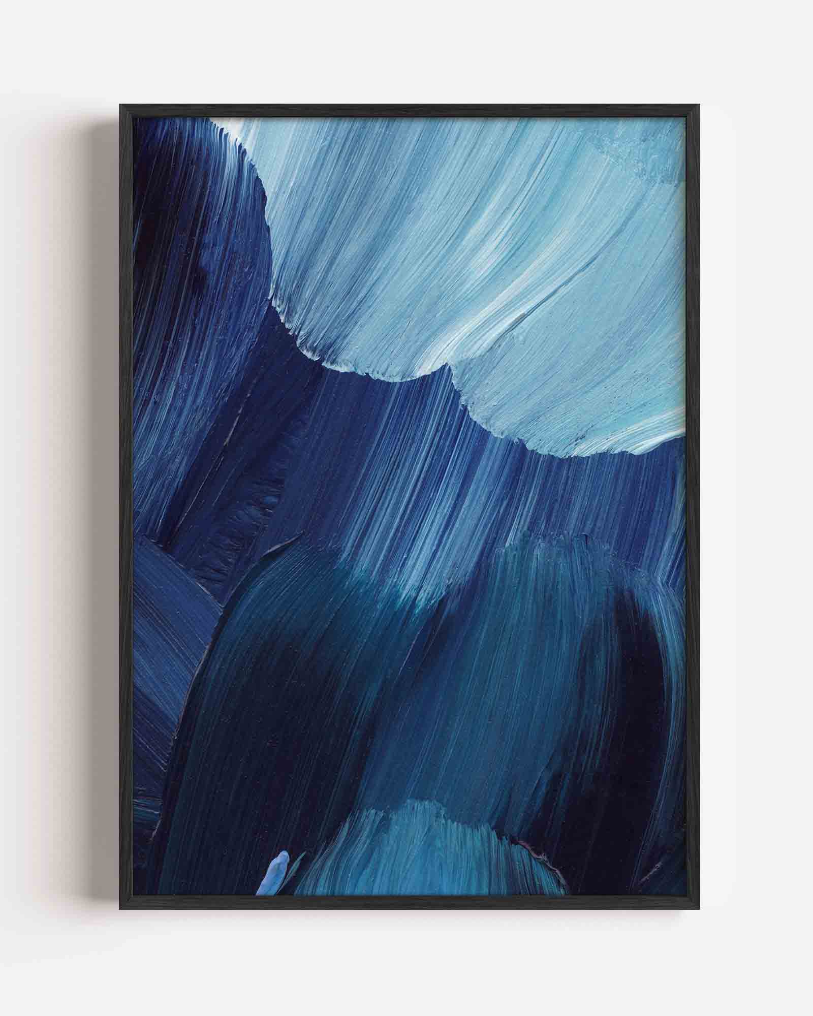 Blauwe penseelstreken Poster