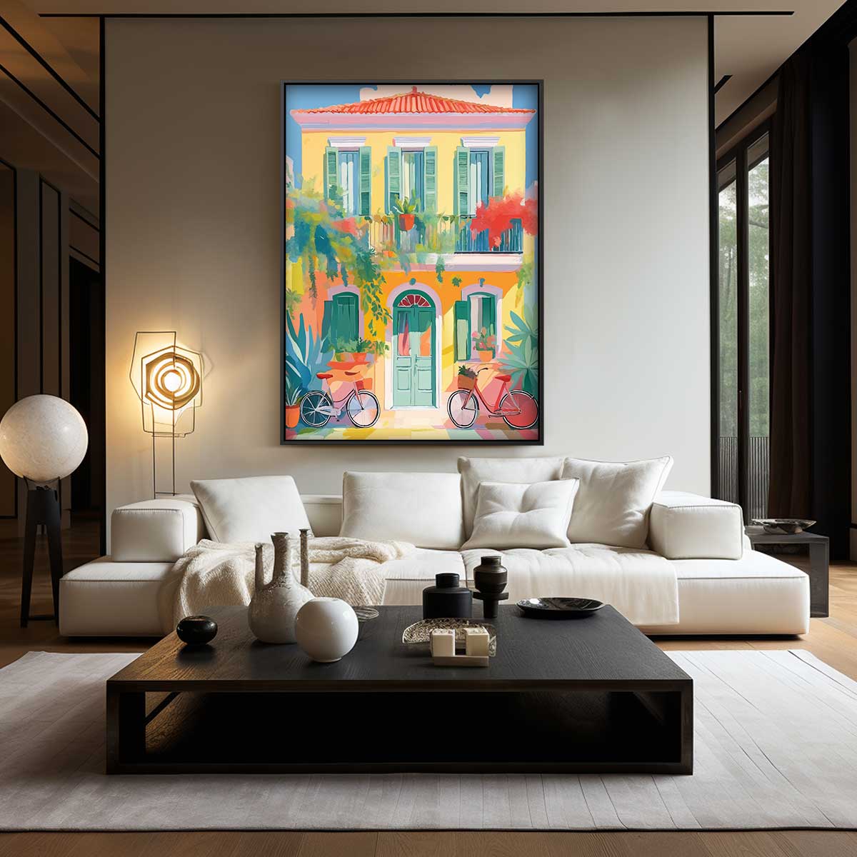 Zonnige Mediterrane Gevel Kunstwerk-canvas-dibond-plexiglas-wanddecoratie-WallArtistic