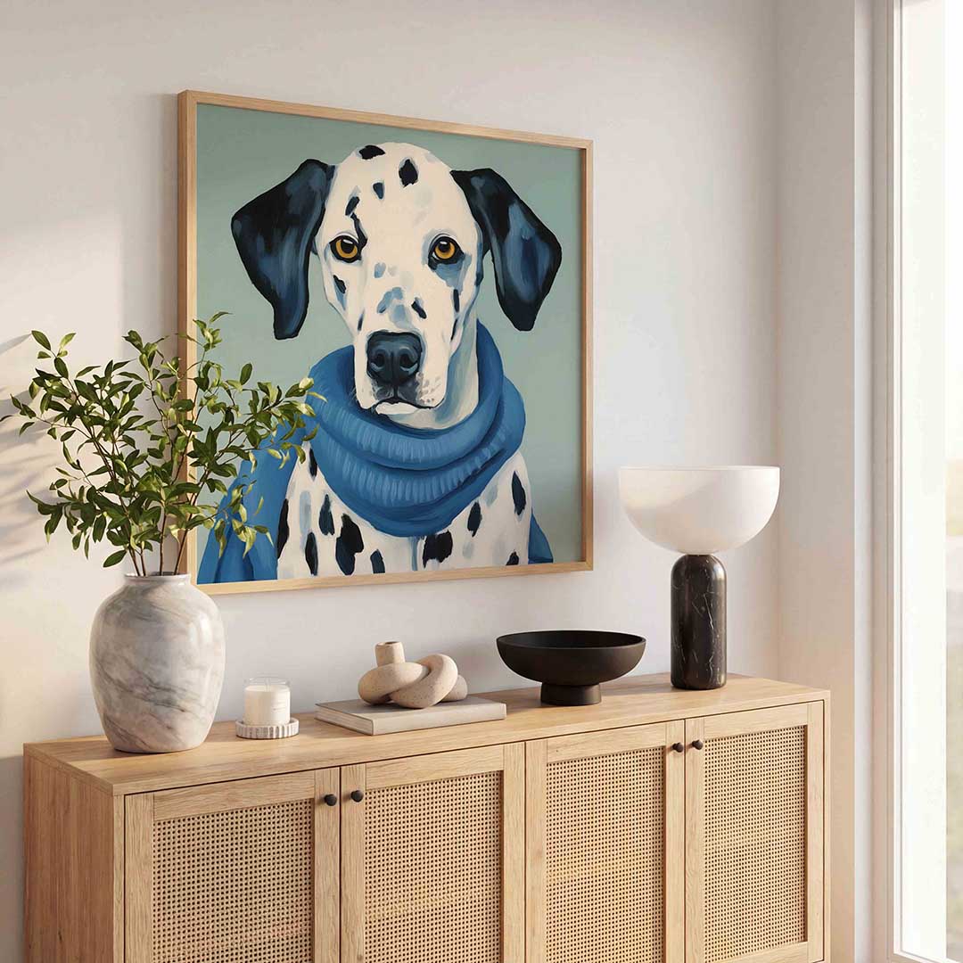 Dalmatier met blauwe trui Poster