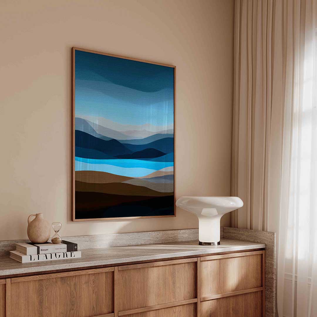 Landschap met blauwe tinten Poster