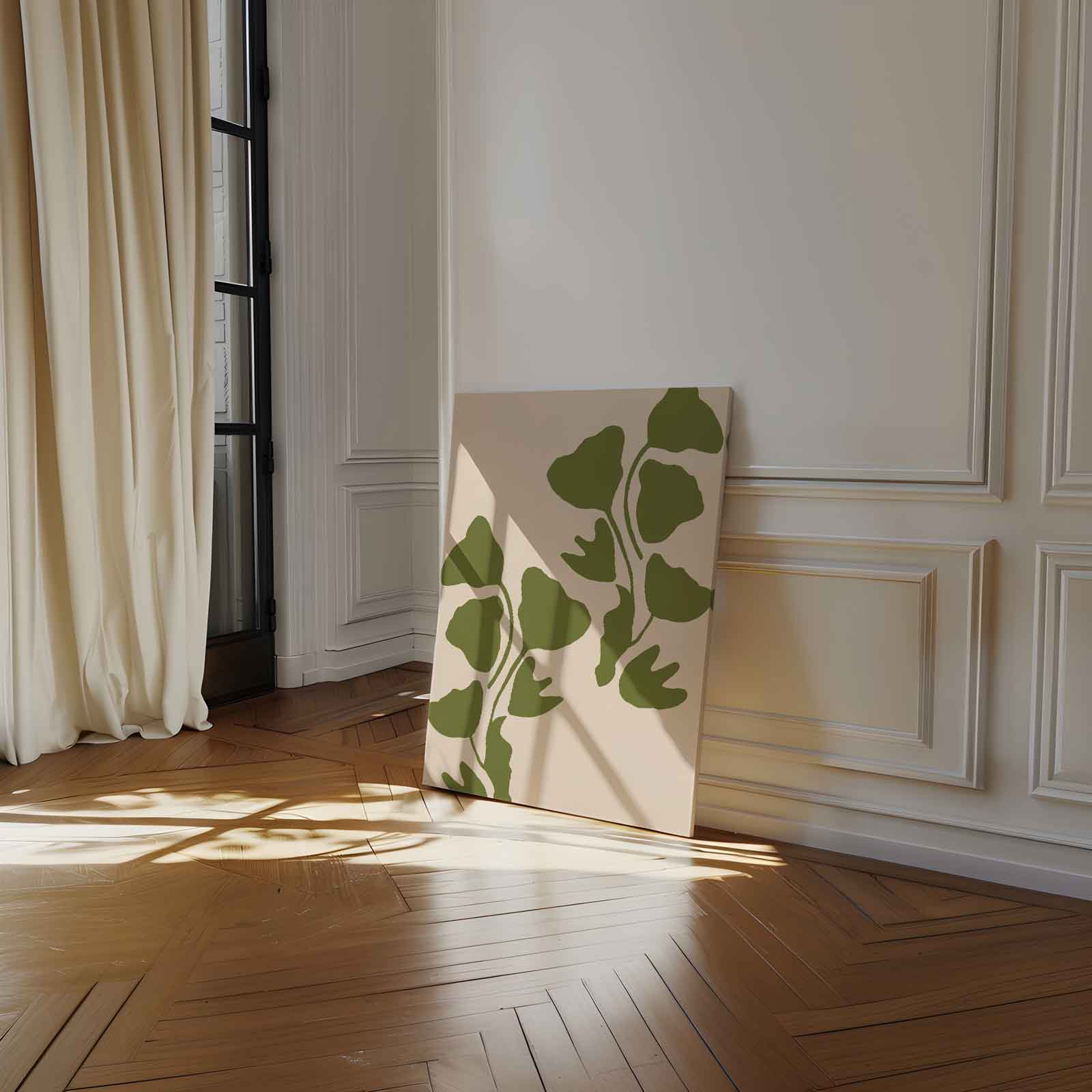 Groene Ginkgo Bladeren Kunstwerk-canvas-dibond-plexiglas-wanddecoratie-WallArtistic