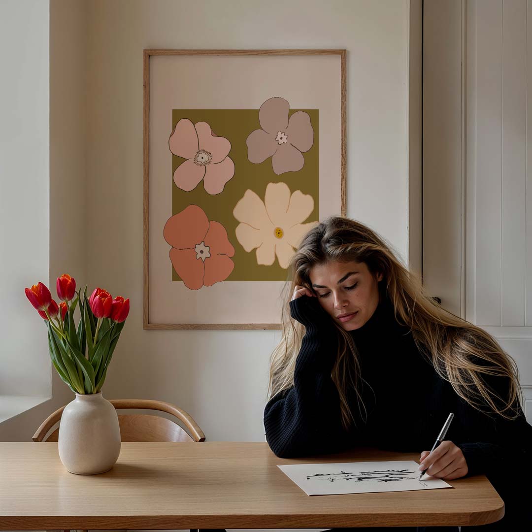 Bloemenpracht in Zachte Tinten Poster-WallArtistic