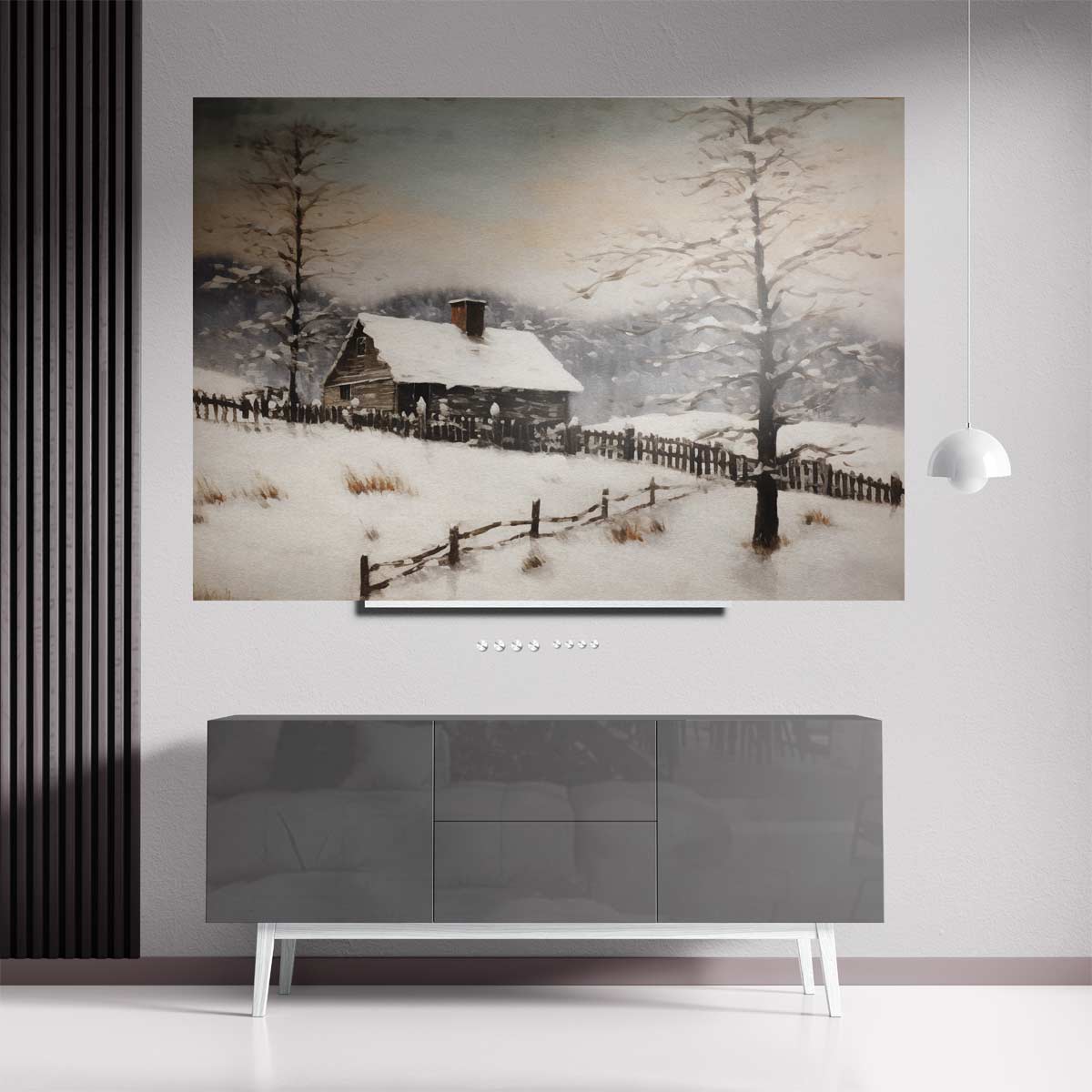 Winterhut in de Sneeuw Kunstwerk-canvas-dibond-plexiglas-wanddecoratie-WallArtistic