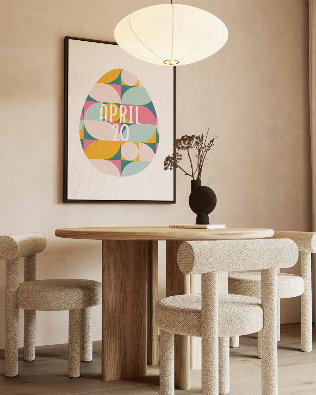 Retro Geometrisch Eierkunstwerk Kunstwerk-canvas-dibond-plexiglas-wanddecoratie-WallArtistic