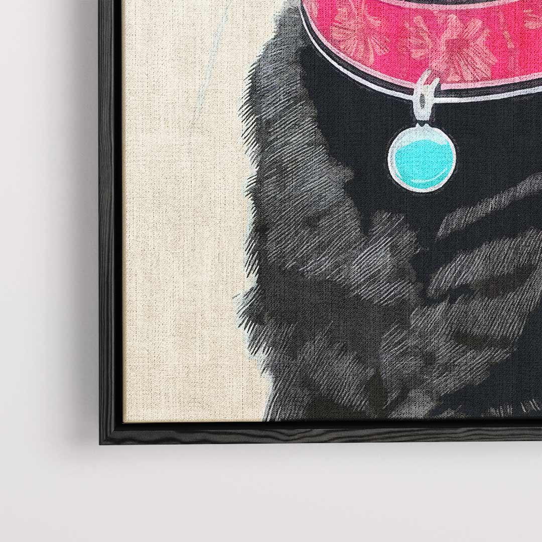 Prachtige Kat in Zwart Portret Kunstwerk-canvas-dibond-plexiglas-wanddecoratie-WallArtistic