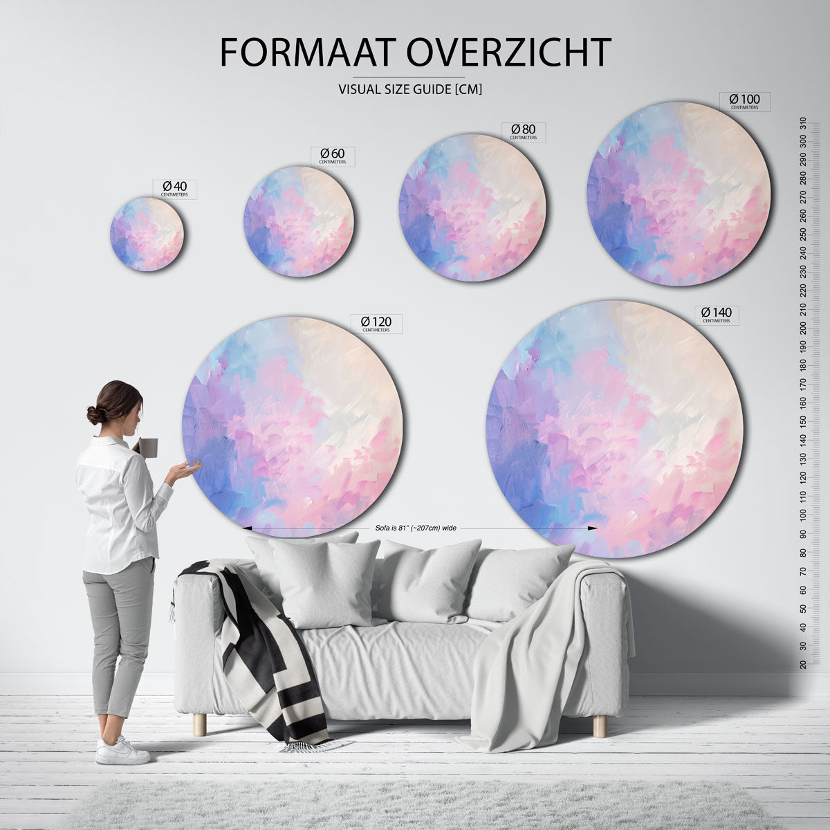 Pastelkleuren abstracte Muurcirkel