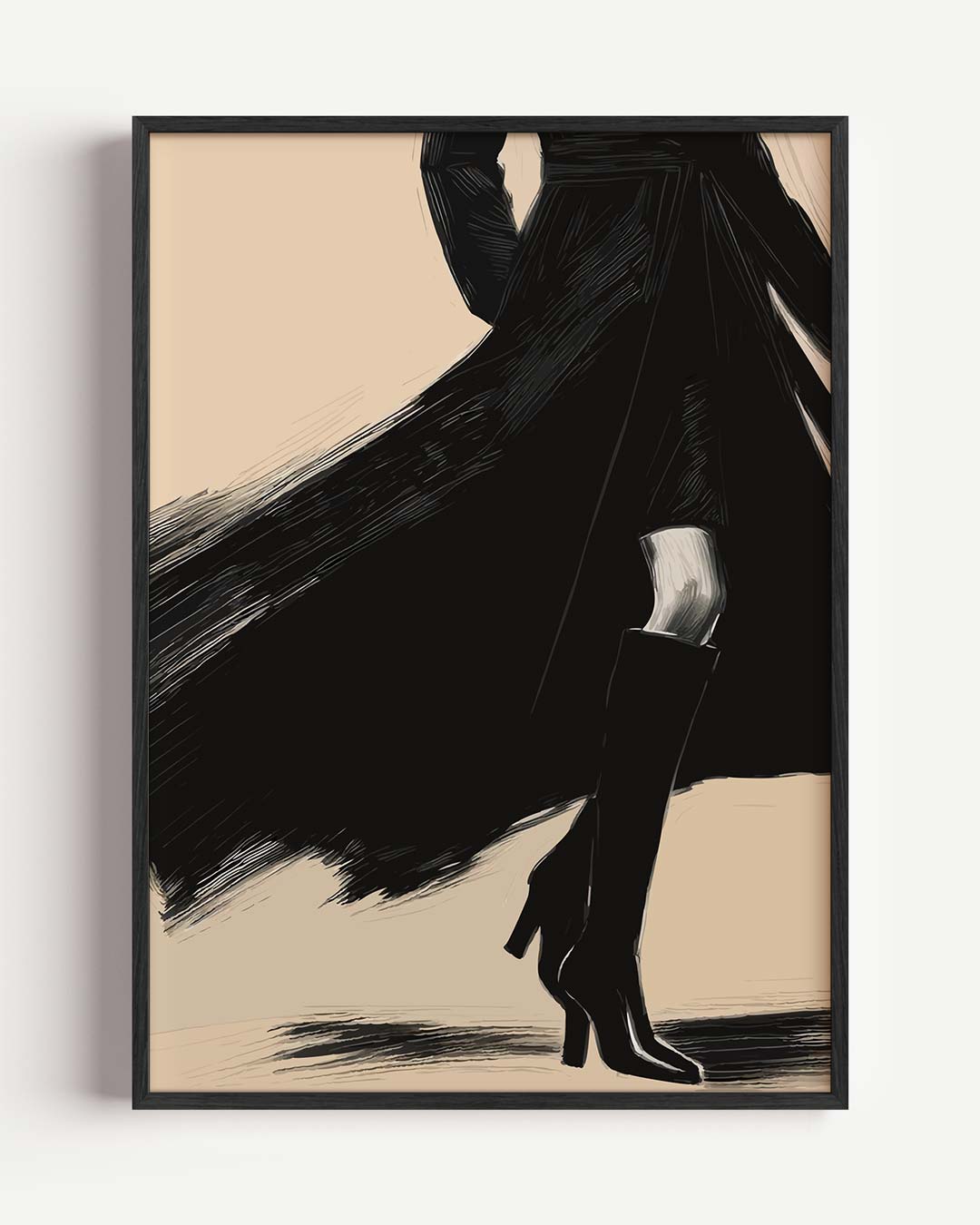 Elegante Stijlvolle Vrouw in Zwart Poster
