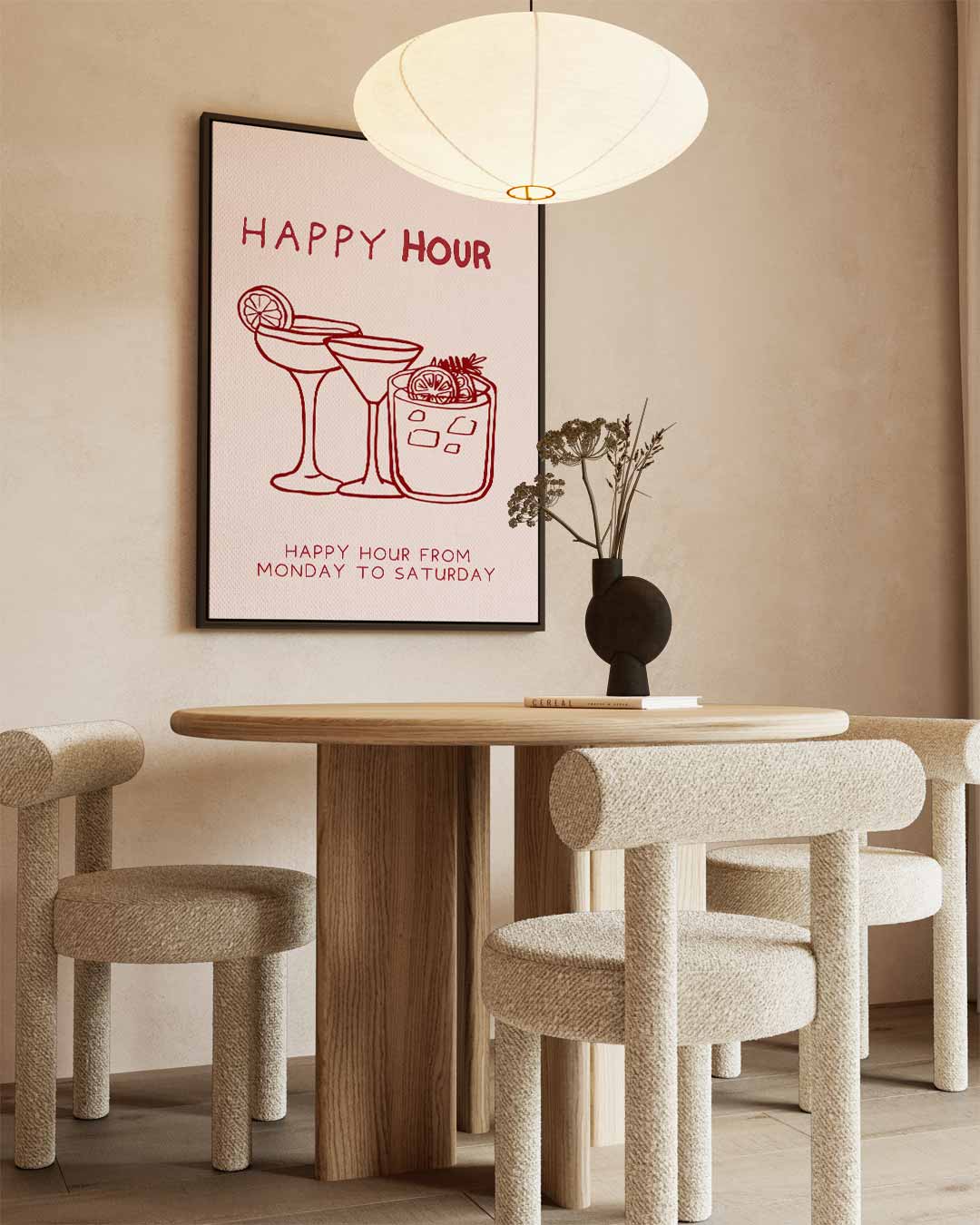 Happy Hour Illustratie Kunstwerk-canvas-dibond-plexiglas-wanddecoratie-WallArtistic