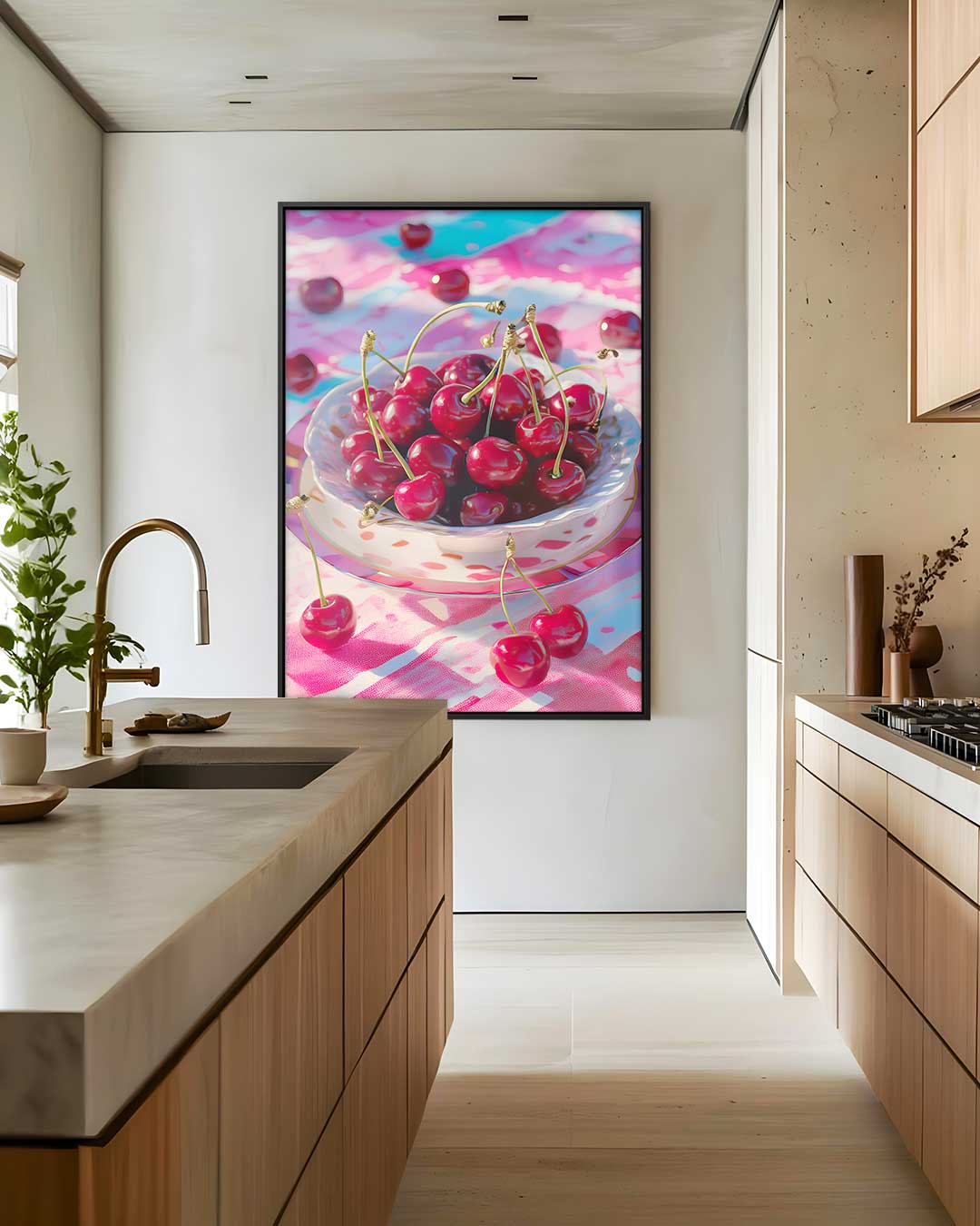 Verrukkelijke Kersen in Stilleven Kunstwerk-canvas-dibond-plexiglas-wanddecoratie-WallArtistic