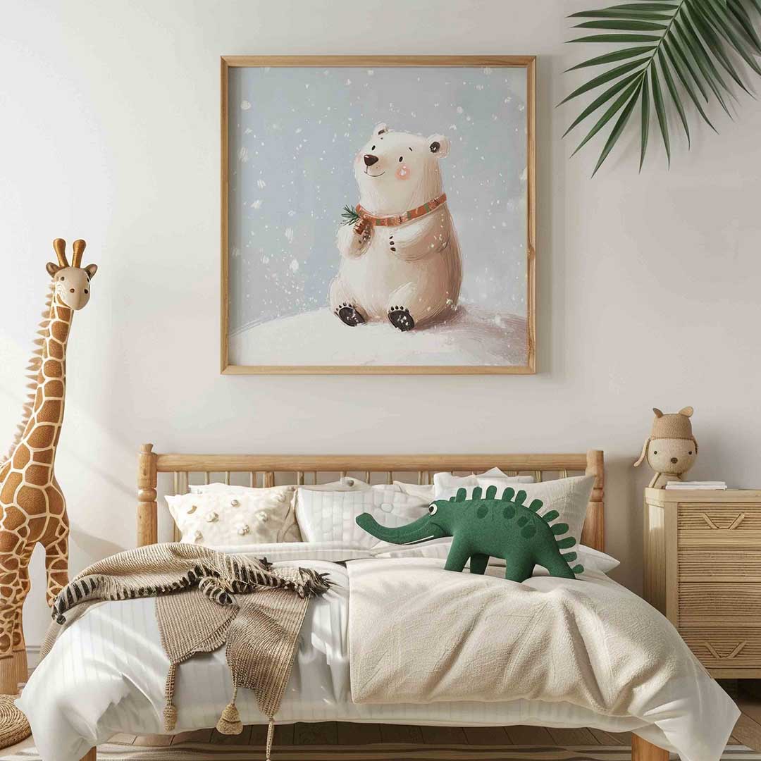 Schattige beer met sjaal Poster