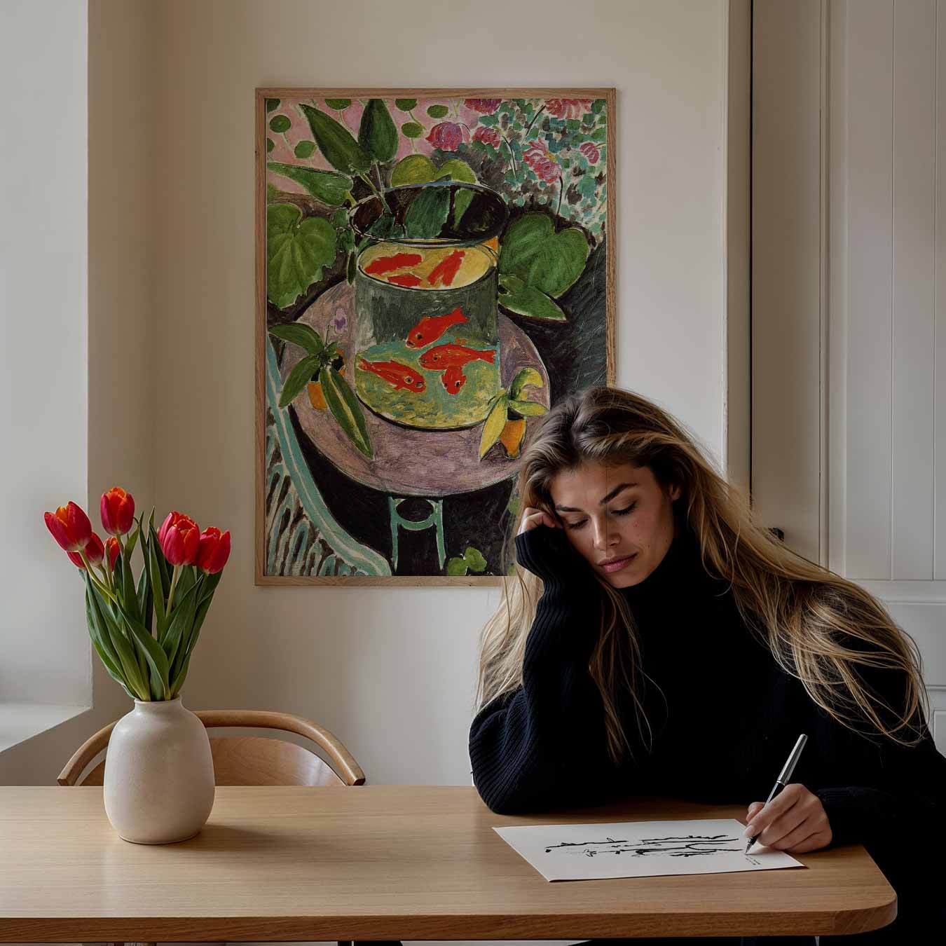 Vrolijke Goudvissen in de Tuin Poster