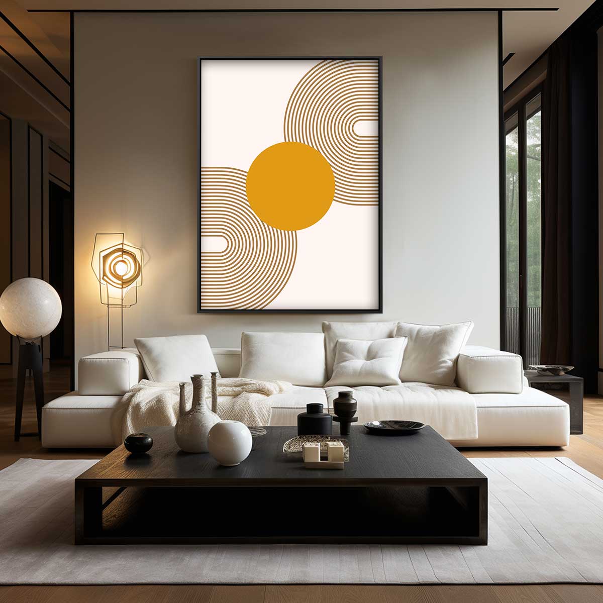 Retro Cirkelpatroon Kunstwerk-canvas-dibond-plexiglas-wanddecoratie-WallArtistic