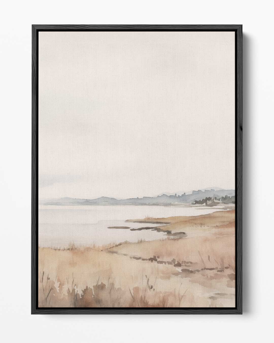 Rustgevende Kustlijn in Aquarel Kunstwerk-canvas-dibond-plexiglas-wanddecoratie-WallArtistic