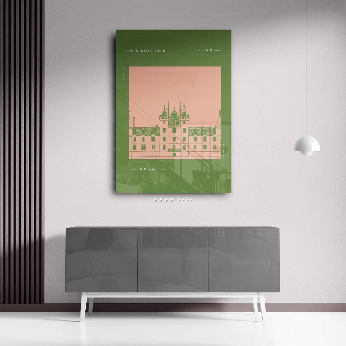 The Sunday Club Menu Illustratie Kunstwerk-canvas-dibond-plexiglas-wanddecoratie-WallArtistic
