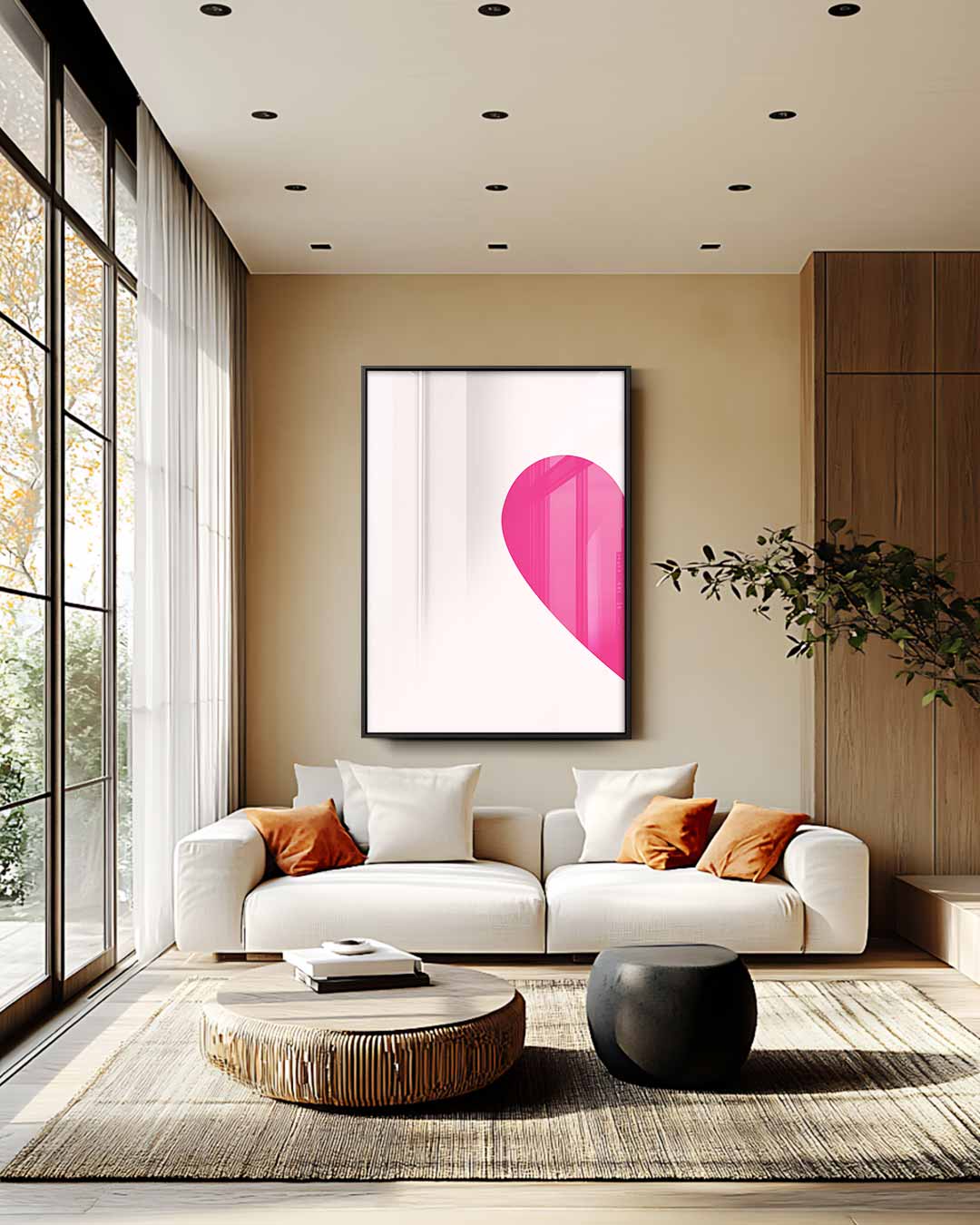 Roze Hart Abstract Kunstwerk-canvas-dibond-plexiglas-wanddecoratie-WallArtistic